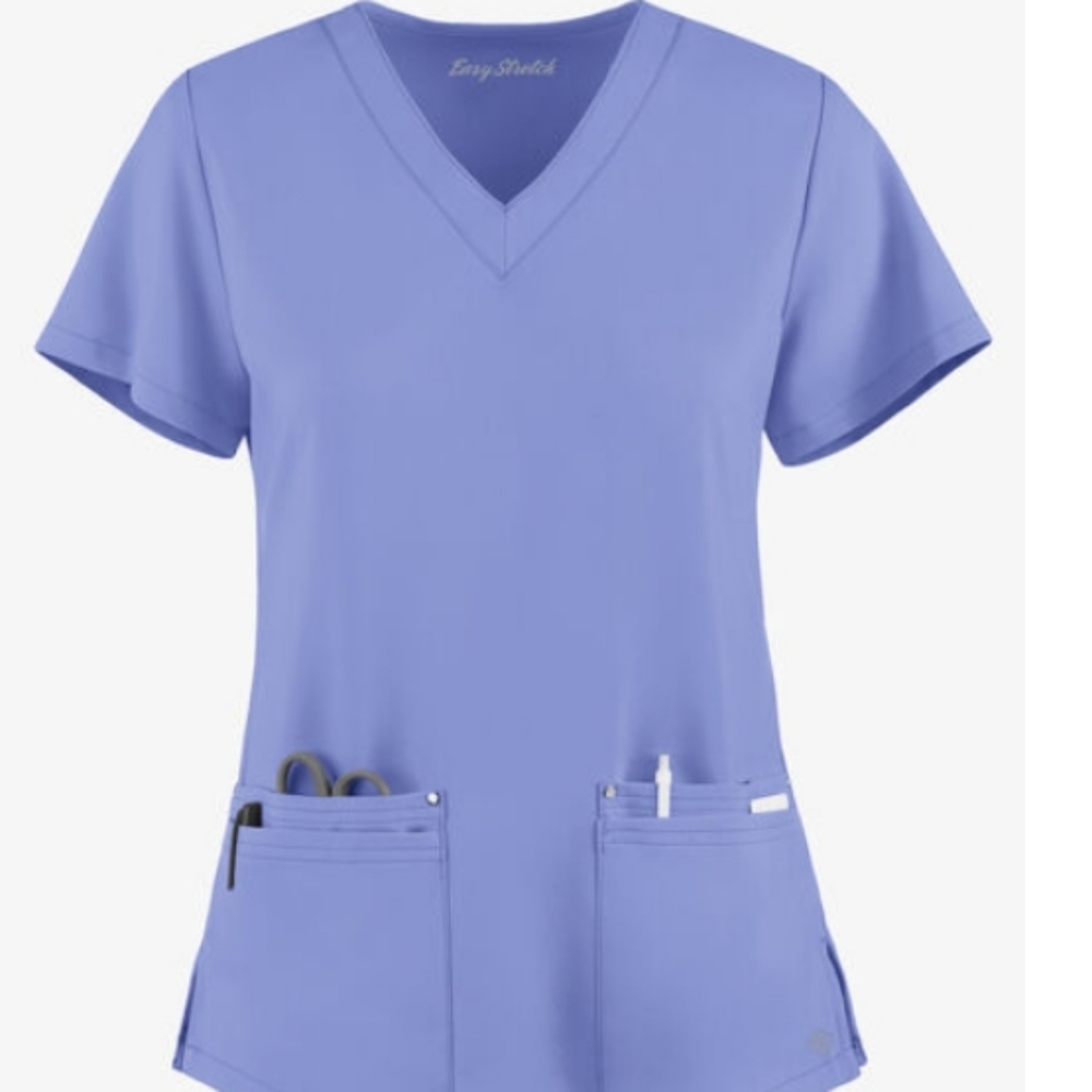 Easy stretch, women's 4 pocket, V-neck, women's scrub top. Size xs.